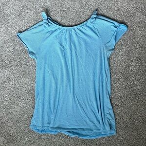 Cat & Jack Blue and White Striped Girls XL Top With Bows On Sleeves